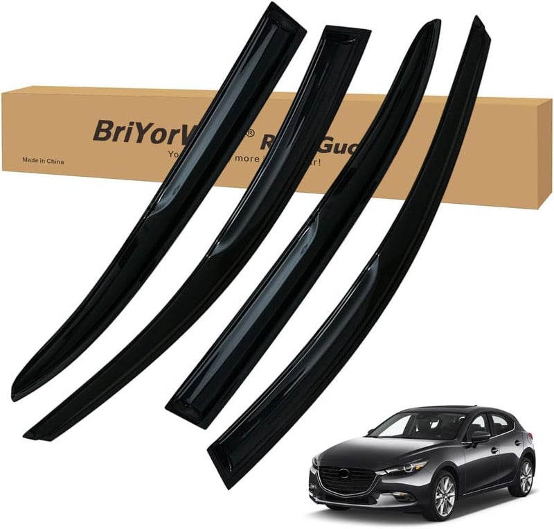 BriYorWay Vent Shades Rain Guards for Mazda 3 Sedan 2014 2015 2016 2017 2018 Accessories, for Mazda 3 Sedan Window Deflectors Window Visors - Image 1